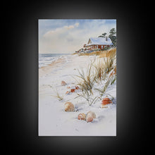 Cargar imagen en el visor de la galería, Christmas On A Snow Capped Beach, Wood Framed Wall Art, Rustic Christmas Decor, Tropical / nautical Christmas Art
