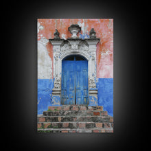Cargar imagen en el visor de la galería, Change3 Mexican Wall Art, Colorful Mexican Door Architecture Painting Framed Canvas Print, Traditional Hacienda Architecture, Ready To Hang
