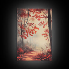 Load image into Gallery viewer, Framed Canvas Print of Autumn Path with Fall Leaves, Seasonal Wall Art, Modern Farmhouse, Gift Idea, Rustic Fall Decor, Autumn Landscape
