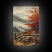 Carregar imagem no visualizador da galeria, Canvas Print of Autumn Trees in Misty Landscape, Fall Wall Art, Moody Landscape, Modern Farmhouse, Best Gift Idea, Rustic Fall Decor
