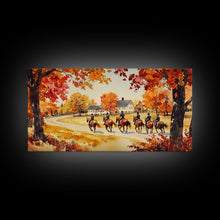Carregar imagem no visualizador da galeria, Fall farmhouse wall art Framed Canvas Print equestrian scene autumn country decor cozy farmhouse holiday decor above sofa art gift idea
