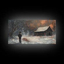 Load image into Gallery viewer, Cowboy On The Farm, Framed Canvas Print Fall Cowboy Wall Art Above Sofa Decor Moody Fall Western Wall Art
