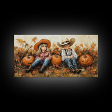 Load image into Gallery viewer, Framed Canvas Print Cowboy On Horse Overlooking Fall Mountain Peaks Western Horse Rider Autumn Scenic Wall Art Fall Colors
