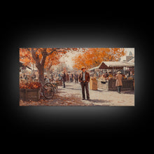 Load image into Gallery viewer, Cowboy in green jacket, snow-capped mountains trees, Framed Canvas Print, tall western Christmas wall art, winter decor, colorful landscape
