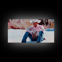 Carregar imagem no visualizador da galeria, Fall harvest Framed Canvas Print featuring a cowgirl sitting among pumpkins in a rustic setting, farmhouse autumn decor and wall art
