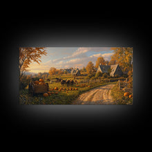 Carregar imagem no visualizador da galeria, Autumn Pumpkin Harvest Framed Canvas Print, Fall Country Farm Scene Wall Art, Best Autumn Decor, Cozy Farmhouse Gift Idea
