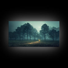 Carregar imagem no visualizador da galeria, Gloomy Spooky Forest, ready to hang canvas print wall art, Lakehouse Cabin Wall Decor

