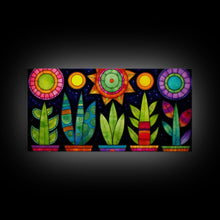 Carregar imagem no visualizador da galeria, Boho Style Minimalist Arizona Art, Framed Canvas Print, Retro Abstract Succulent Art, Southwest Decor
