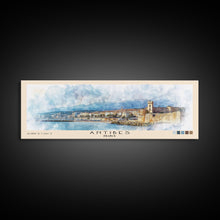 Load image into Gallery viewer, Antibes, France Watercolor Print, Vacation Gift, France Wall Art, Beach Painting, Beach Decor, Large Wall Art, Wood Frame Art
