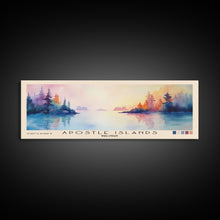 Load image into Gallery viewer, Apostle Islands, Wisconsin Watercolor Print, Vacation Gift, Wisconsin Wall Art, Beach Painting, Beach Decor, Large Wall Art, Wood Frame Art
