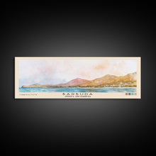 Load image into Gallery viewer, Barbuda, Antigua and Barbuda Watercolor Beach Print, Vacation Gift, Antigua and Barbuda Wall Art, Framed Canvas Print, Framed Beach Painting
