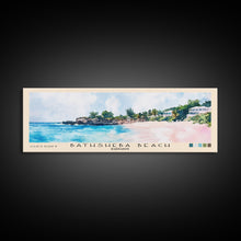 Load image into Gallery viewer, Bathsheba Beach, Barbados Watercolor Print, Vacation Gift, Barbados Wall Art, Beach Painting, Beach Decor, Large Wall Art, Wood Frame Art
