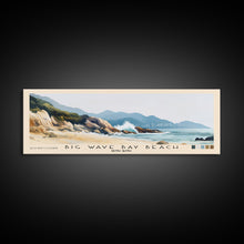 Load image into Gallery viewer, Big Wave Bay Beach, Hong Kong Watercolor Print, Vacation Gift, Hong Kong Wall Art, Beach Painting, Beach Decor, Large Wall Art, Wood Frame Art
