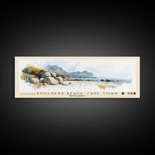 Load image into Gallery viewer, Boulders Beach, Cape Town, South Africa Watercolor Print, Vacation Gift, South Africa Wall Art, Beach Painting, Beach Decor, Large Wall Art, Wood Frame Art
