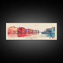 Load image into Gallery viewer, Burano, Italy Watercolor Print, Vacation Gift, Italy Wall Art, Beach Painting, Beach Decor, Large Wall Art, Wood Frame Art
