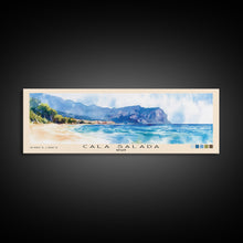 Carregar imagem no visualizador da galeria, Cala Salada, Spain Watercolor Beach Print, Vacation Gift, Spain Wall Art, Framed Canvas Print, Framed Beach Painting
