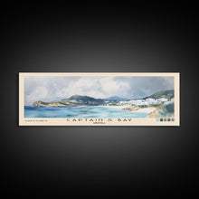 Load image into Gallery viewer, Captain&#39;s Bay, Anguila Watercolor Print, Vacation Gift, Anguila Wall Art, Beach Painting, Beach Decor, Large Wall Art, Wood Frame Art

