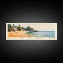 Load image into Gallery viewer, Cornwall Beach, Jamaica Watercolor Beach Print, Vacation Gift, Jamaica Wall Art, Framed Canvas Print, Framed Beach Painting
