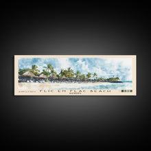 Load image into Gallery viewer, Flic en Flac Beach, Mauritius Watercolor Beach Print, Vacation Gift, Mauritius Wall Art, Beach Painting, Beach Decor, Beach Painting
