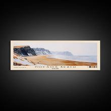 Cargar imagen en el visor de la galería, Hofsós Beach, Iceland Watercolor Beach Print, Vacation Gift, Iceland Wall Art, Framed Canvas Print, Framed Beach Painting
