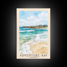 Carregar imagem no visualizador da galeria, Adventure Bay, Australia Watercolor Beach Print, Vacation Gift, Australia Wall Art, Framed Canvas Print, Framed Beach Painting
