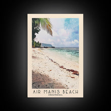 Carregar imagem no visualizador da galeria, Air Manis Beach, Indonesia Watercolor Beach Print, Vacation Gift, Indonesia Wall Art, Framed Canvas Print, Framed Beach Painting
