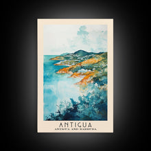 Carregar imagem no visualizador da galeria, Antigua, Antigua and Barbuda Watercolor Beach Print, Vacation Gift, Antigua and Barbuda Wall Art, Framed Canvas Print, Framed Beach Painting
