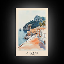 Load image into Gallery viewer, Atrani, Italy Watercolor Beach Print, Vacation Gift, Italy Wall Art, Beach Painting, Beach Decor, Beach Painting
