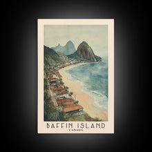Load image into Gallery viewer, Baffin Island, Canada Watercolor Print, Vacation Gift, Canada Wall Art, Beach Painting, Beach Decor, Large Wall Art, Wood Frame Art
