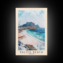 Carregar imagem no visualizador da galeria, Balos Beach, Greece Watercolor Beach Print, Vacation Gift, Greece Wall Art, Framed Canvas Print, Framed Beach Painting

