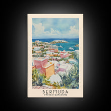 Load image into Gallery viewer, Bermuda, United Kingdom Watercolor Beach Print, Vacation Gift, United Kingdom Wall Art, Framed Canvas Print, Framed Beach Painting
