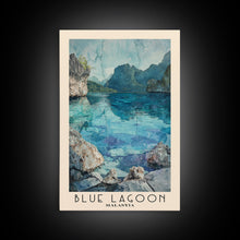 Load image into Gallery viewer, Blue Lagoon, Malasyia Watercolor Beach Print, Vacation Gift, Malasyia Wall Art, Beach Painting, Beach Decor, Beach Painting

