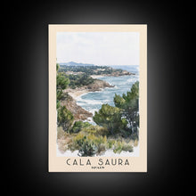 Cargar imagen en el visor de la galería, Cala Saura, Spain Watercolor Print, Vacation Gift, Spain Wall Art, Vacation Wall Art, Vacatation Memories, Beach Decor, Beach Or Lakehouse Art

