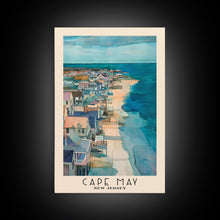 Carregar imagem no visualizador da galeria, Cape May, New Jersey Watercolor Beach Print, Vacation Gift, New Jersey Wall Art, Framed Canvas Print, Framed Beach Painting
