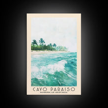 Cargar imagen en el visor de la galería, Cayo Paraiso, Dominican Republic Watercolor Beach Print, Vacation Gift, Dominican Republic Wall Art, Framed Canvas Print, Framed Beach Painting
