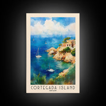 Load image into Gallery viewer, Cortegada Island, Spain Watercolor Beach Print, Vacation Gift, Spain Wall Art, Framed Canvas Print, Framed Beach Painting
