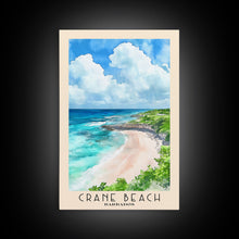 Load image into Gallery viewer, Crane Beach, Barbados Watercolor Beach Print, Vacation Gift, Barbados Wall Art, Framed Canvas Print, Framed Beach Painting
