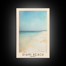 Load image into Gallery viewer, Diani Beach, Kenya Watercolor Beach Print, Vacation Gift, Kenya Wall Art, Framed Canvas Print, Framed Beach Painting

