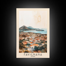 Carregar imagem no visualizador da galeria, Favignana, Italy Watercolor Beach Print, Vacation Gift, Italy Wall Art, Framed Canvas Print, Framed Beach Painting
