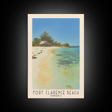 Carregar imagem no visualizador da galeria, Fort Clarence Beach, Jamaica Watercolor Beach Print, Vacation Gift, Jamaica Wall Art, Framed Canvas Print, Framed Beach Painting

