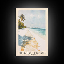 Load image into Gallery viewer, Fulhadhoo Island, Maldives Watercolor Beach Print, Vacation Gift, Maldives Wall Art, Beach Painting, Beach Decor, Beach Painting
