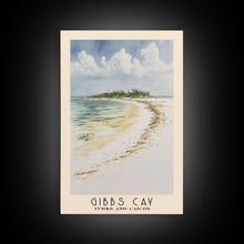 Load image into Gallery viewer, Gibbs Cay, Turks and Caicos Watercolor Beach Print, Vacation Gift, Turks and Caicos Wall Art, Framed Canvas Print, Framed Beach Painting

