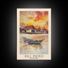 Load image into Gallery viewer, Gili Meno, Indonesia Watercolor Print, Vacation Gift, Indonesia Wall Art, Beach Painting, Beach Decor, Large Wall Art, Wood Frame Art
