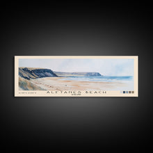 Load image into Gallery viewer, Álftanes Beach, Iceland Watercolor Print, Vacation Gift, Iceland Wall Art, Beach Painting, Beach Decor, Large Wall Art, Wood Frame Art
