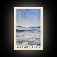Load image into Gallery viewer, Álftanes Beach, Iceland Watercolor Print, Vacation Gift, Iceland Wall Art, Beach Painting, Beach Decor, Large Wall Art, Wood Frame Art
