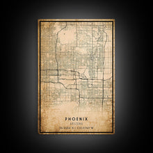 Load image into Gallery viewer, Phoenix Arizona Street Map, Framed Canvas Art, Arizona United States Road Map Wall Art, Office Wall Art, Wall Decor for Office
