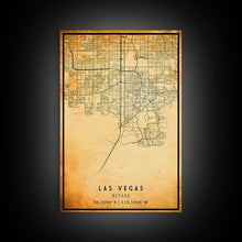Load image into Gallery viewer, Old Las Vegas City Map Wall Art Canvas Print, Vintage Style Las Vegas Map, Framed Wall Art, Cool Las Vegas Nevada Wall Art, Office Decor
