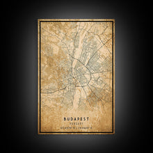 Carregar imagem no visualizador da galeria, Budapest Hungary map print poster or framed canvas, Budapest map print poster canvas, Budapest map print poster canvas, Vintage Travel Art
