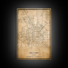 Cargar imagen en el visor de la galería, Beijing China map print poster or framed canvas, Beijing map print poster canvas, Beijing city map print poster canvas, Vintage Travel Art
