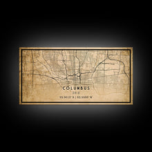 Cargar imagen en el visor de la galería, Columbus vintage map print poster or framed canvas, Ohio map print poster canvas, Columbus city map print poster canvas
